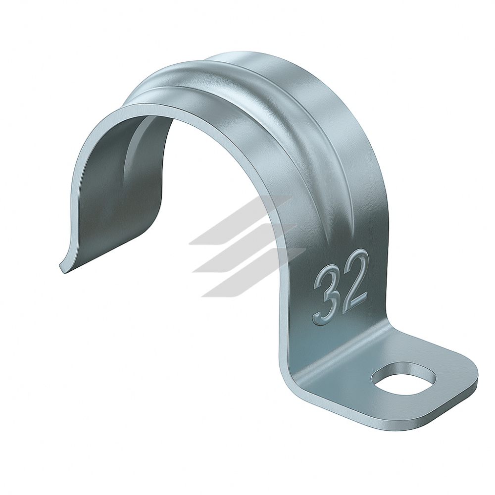 Скоба однолапкова для кріплення труб та металорукава ø32мм, Stilma